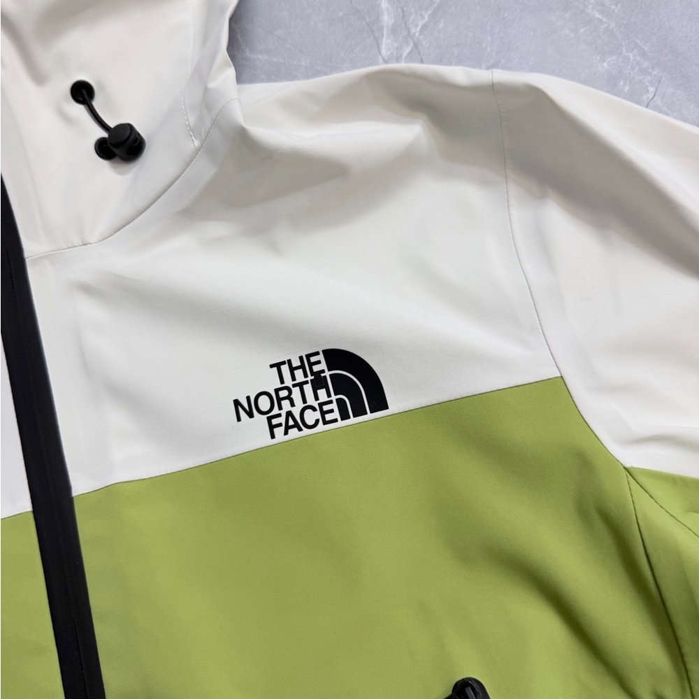 The North Face White and Green Color Block Hardshell Jacket